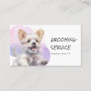 Tarjeta De Visita Personalizado Mascota Grooming Service - Acuarela 