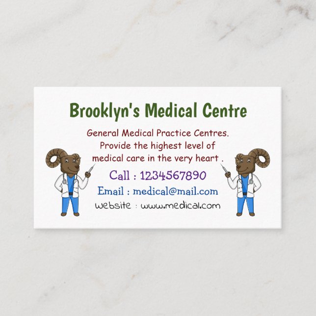 Tarjeta De Visita Personalizado médica ilustracion de ovino de Bigho (Anverso)