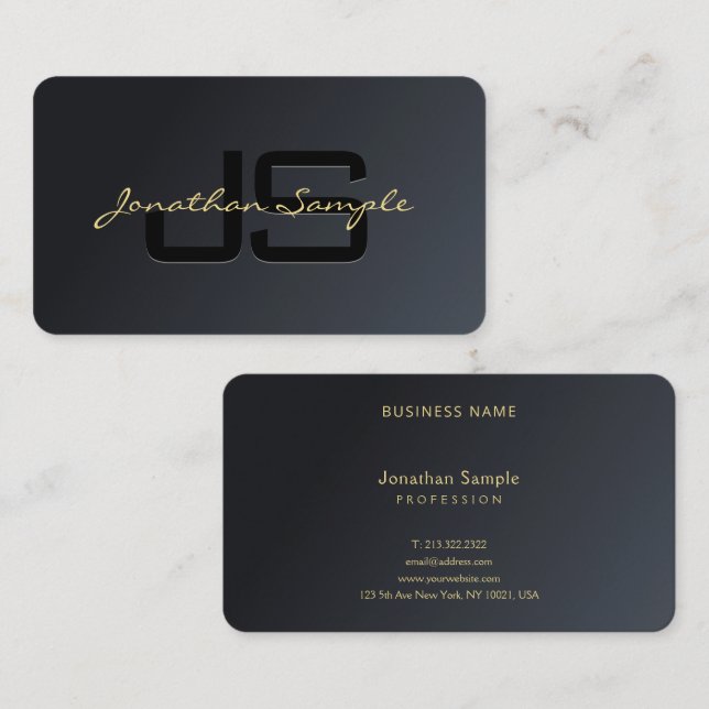 Tarjeta De Visita Personalizado moderna y elegante plantilla Black G (Anverso / Reverso)