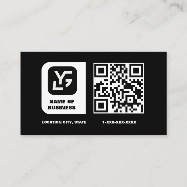Tarjeta De Visita Personalizado moderno código Qr negro (Anverso)