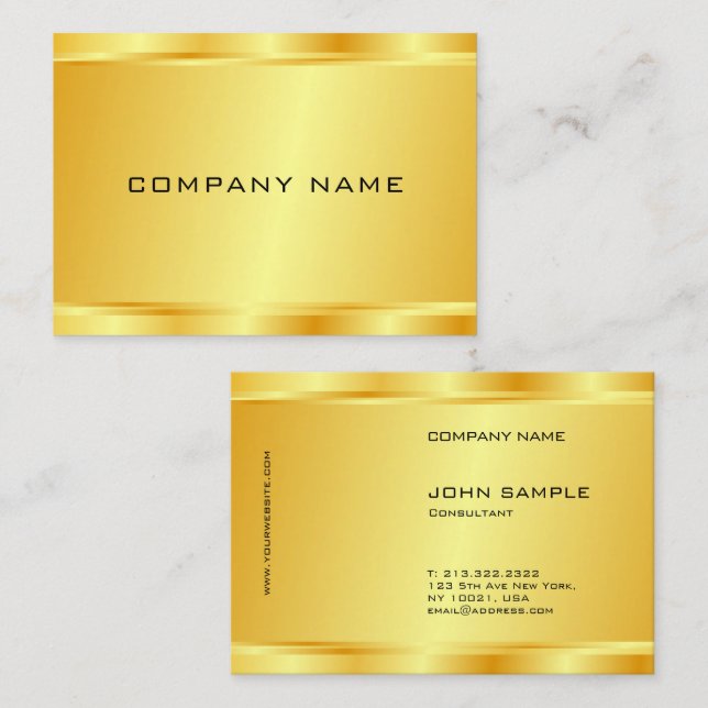 Tarjeta De Visita Personalizado Moderno Elegante Faux Gold Glamorous (Anverso / Reverso)