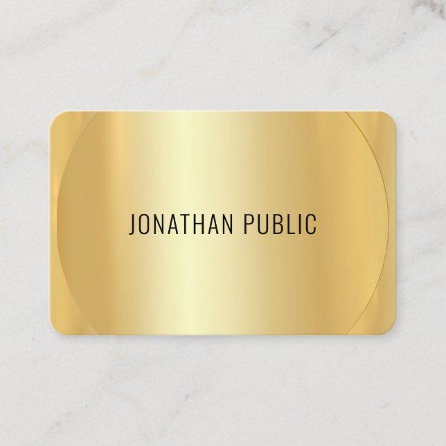 Tarjeta De Visita Personalizado moderno elegante Faux Gold Template  (Anverso)