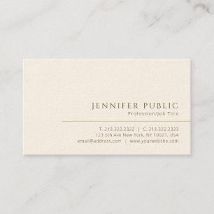 Tarjeta De Visita Personalizado Moderno Elegante Lujoso Crema De Fir
