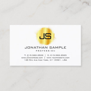 Tarjeta De Visita Personalizado Moderno Elegante Monograma Faux Gold