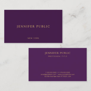 Tarjeta De Visita Personalizado Moderno Elegante Púrpura Lujoso