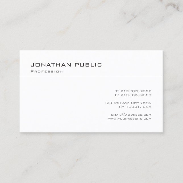 Tarjeta De Visita Personalizado Moderno Elegante Simple Plantilla De (Anverso)