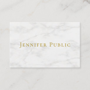 Tarjeta De Visita Personalizado Moderno Elegante Texto Dorado Mármo