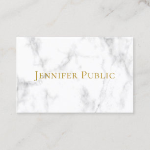 Tarjeta De Visita Personalizado Moderno Elegante Texto Dorado Mármo