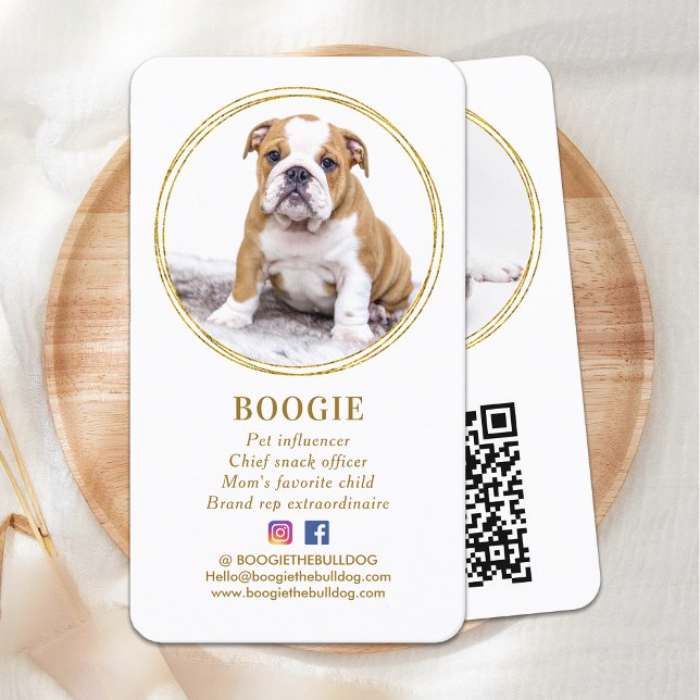 Tarjeta De Visita Personalizado moderno foto perro de oro medios soc (Subido por el creador)
