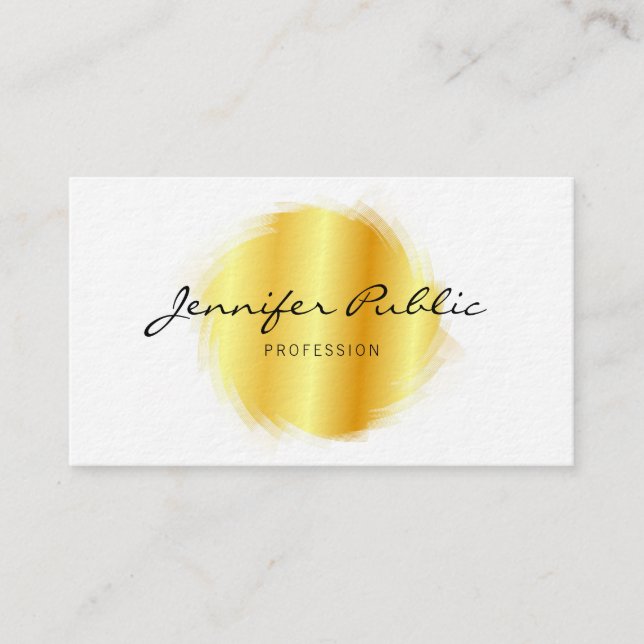Tarjeta De Visita Personalizado Moderno y Elegante plantilla de oro  (Anverso)