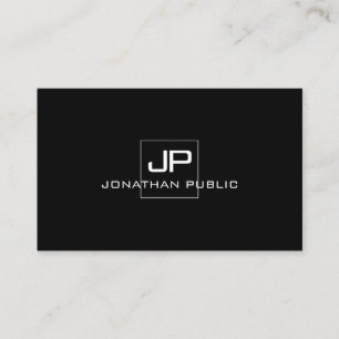 Tarjeta De Visita Personalizado Monograma blanco negro moderno