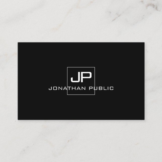 Tarjeta De Visita Personalizado Monograma blanco negro moderno (Anverso)