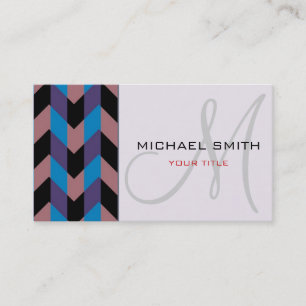 Tarjeta De Visita Personalizado Monograma Chevron Zigzag Patrón 7