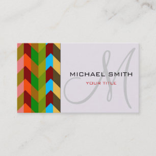 Tarjeta De Visita Personalizado Monograma Chevron Zigzag Patrón 9