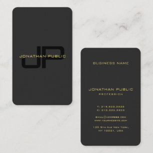 Tarjeta De Visita Personalizado Monograma Elegante Faux Gold Vertica