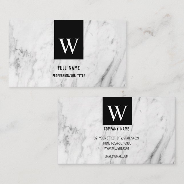 Tarjeta De Visita Personalizado Monograma Elegante Profesional de Má (Anverso / Reverso)