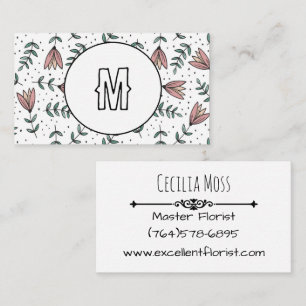 Tarjeta De Visita PERSONALIZADO Monograma Flores silvestres de tarje