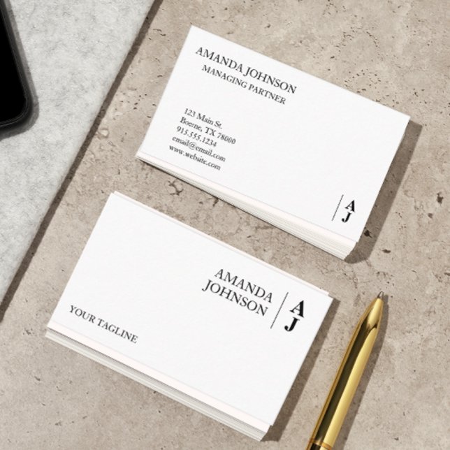Tarjeta De Visita Personalizado Monograma Minimalista (Custom monogram business cards)