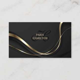 Tarjeta De Visita Personalizado Monograma Moda Profesional Negro y O