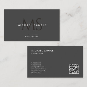 Tarjeta De Visita Personalizado Monograma moderno Código QR Elegante