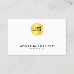 Tarjeta De Visita Personalizado Monograma plantilla Oro Aspecto Blan