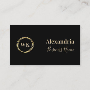 Tarjeta De Visita Personalizado Monograma simple Oro negro