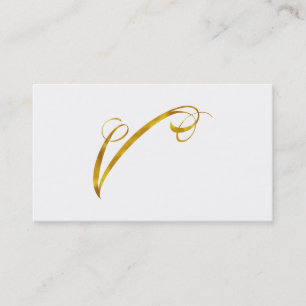 Tarjeta De Visita Personalizado Monograma V Faux Relieves metalizado