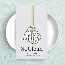 Tarjeta De Visita Personalizado Mop de servicios de limpieza de casa