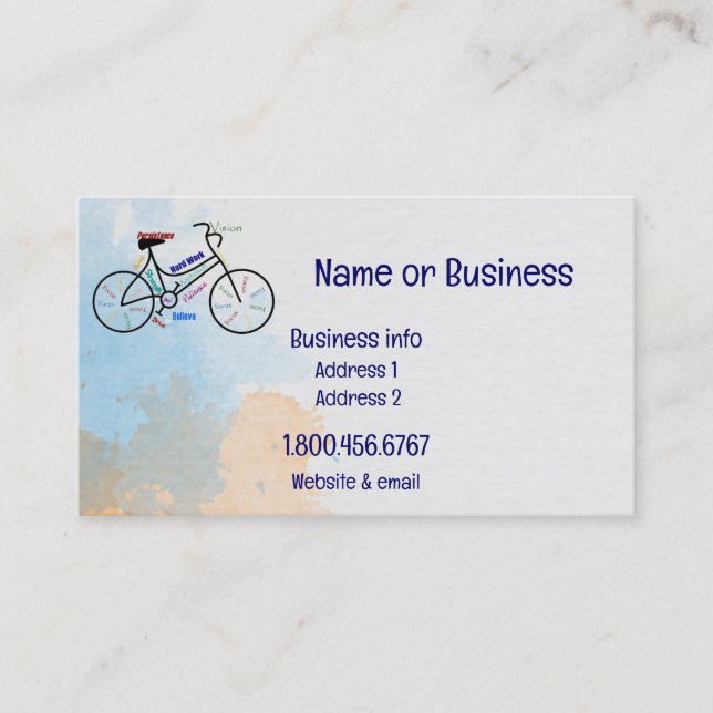 Tarjeta De Visita Personalizado, Motivación de la bicicleta, Ciclism (Anverso)