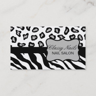 Tarjeta De Visita Personalizado negro, blanco y gris de la cebra y
