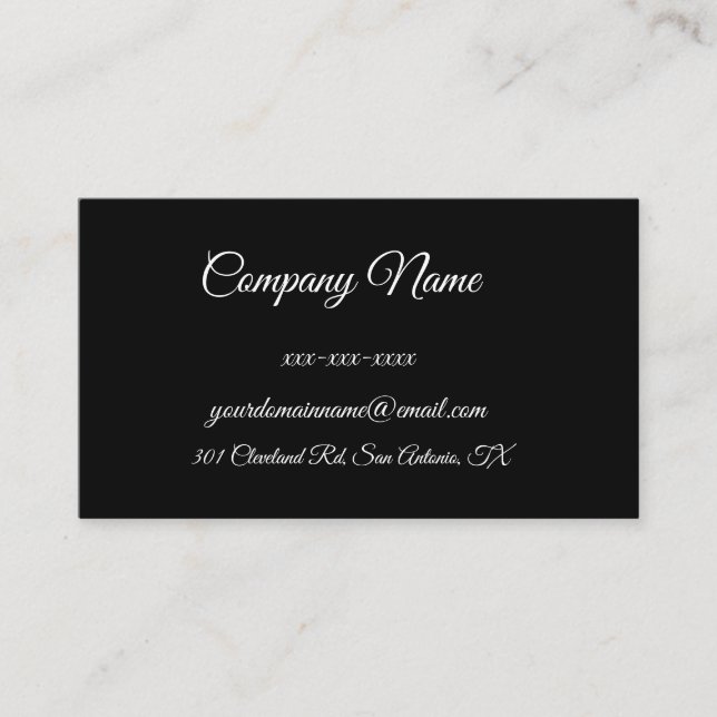 Tarjeta De Visita Personalizado negro simple (Anverso)