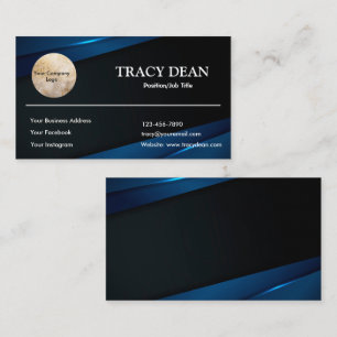 Tarjeta De Visita Personalizado negro y azul profesional moderno
