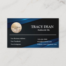 Tarjeta De Visita Personalizado negro y azul profesional moderno