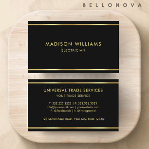 Tarjeta De Visita Personalizado Negro y Dorado Premium Profesional