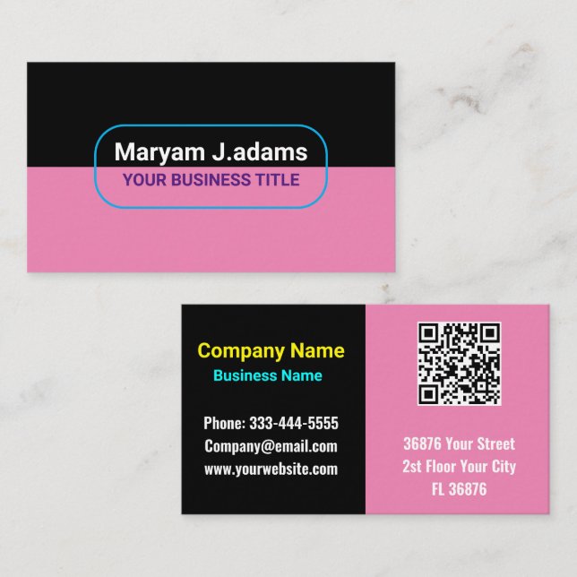 Tarjeta De Visita Personalizado Nombre comercial moderno (código QR) (Anverso / Reverso)