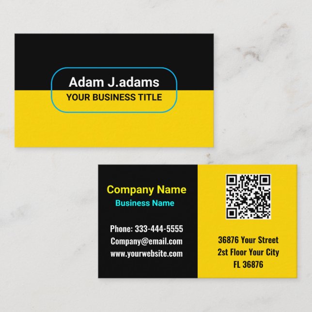 Tarjeta De Visita Personalizado Nombre comercial moderno (código qr) (Anverso / Reverso)