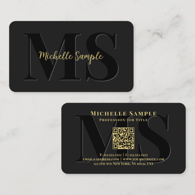 Tarjeta De Visita Personalizado Nombre de texto QR Código Caligrafía (Anverso / Reverso)