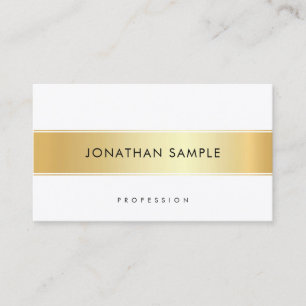 Tarjeta De Visita Personalizado Oro Blanco Elegante Plantilla Modern