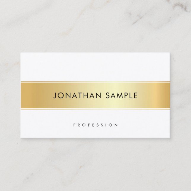 Tarjeta De Visita Personalizado Oro Blanco Elegante Plantilla Modern (Anverso)