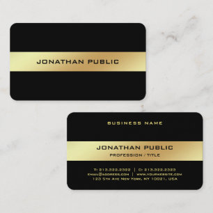 Tarjeta De Visita Personalizado Oro Negro Elegante Plantilla Glamour