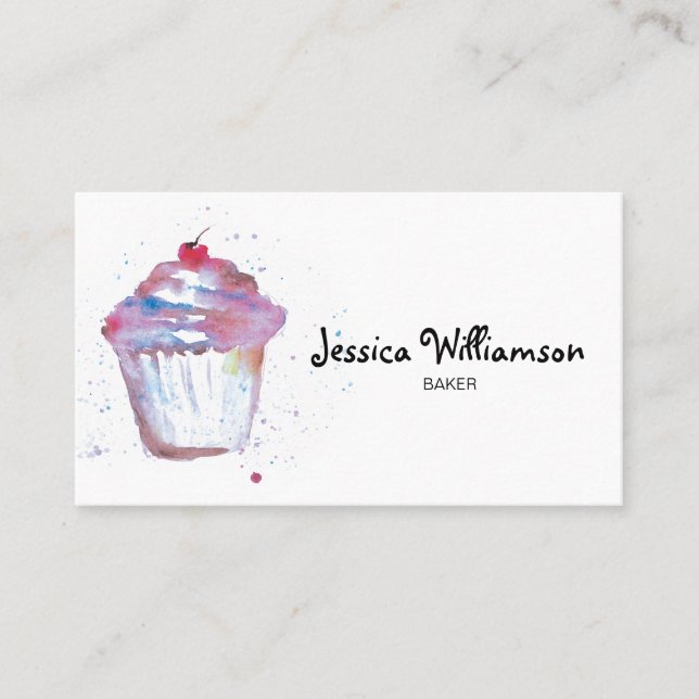 Tarjeta De Visita Personalizado Panadería Business Cupcake (Anverso)