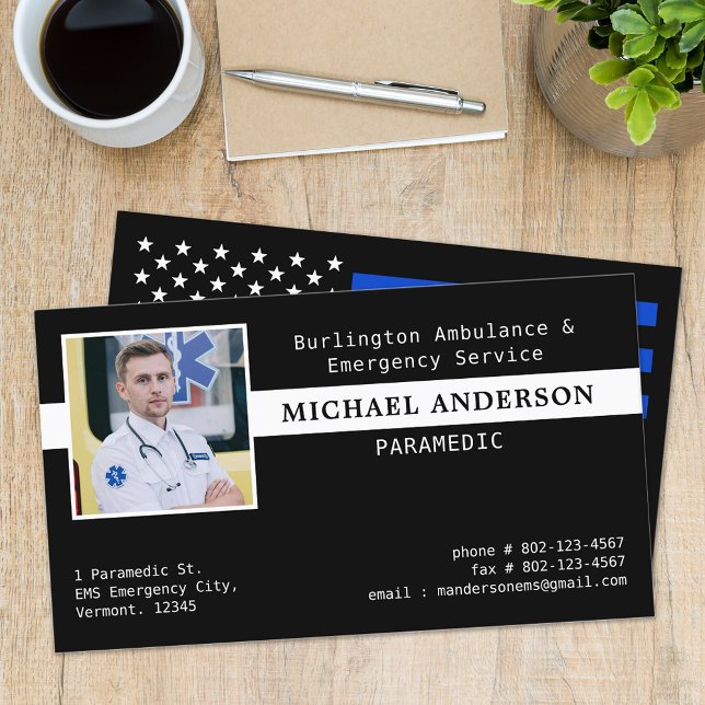 Tarjeta De Visita Personalizado Paramédico EMS Foto de técnico de em (Subido por el creador)
