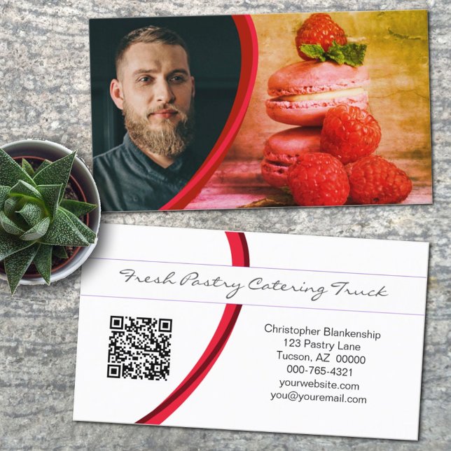 Tarjeta De Visita Personalizado pastelería y foto de chef con código (Subido por el creador)