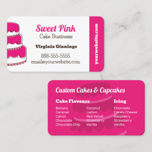 Tarjeta De Visita Personalizado pasteles panadería rosa Sabores del
