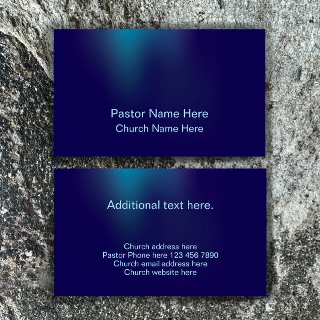 Tarjeta De Visita Personalizado Pastor de Iglesia Cristiana Moderna (Unique custom business card template. Modern cool blue gradient. 
)