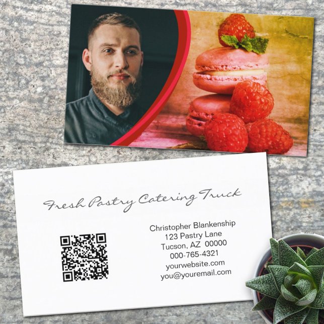 Tarjeta De Visita Personalizado Pastry Image Chef Foto con código QR (Subido por el creador)
