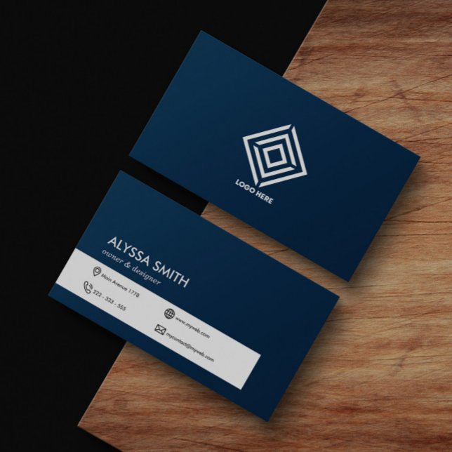 Tarjeta De Visita Personalizado personalizado simple azul marino lim (Subido por el creador)