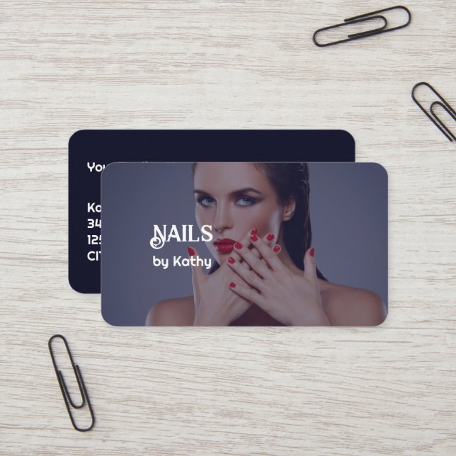 Tarjeta De Visita Personalizado Photo Nail Technician (Anverso/Reverso In Situ)