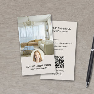 Tarjeta De Visita Personalizado Photo QR Profesional Interior Design