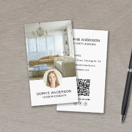 Tarjeta De Visita Personalizado Photo QR Profesional Interior Design